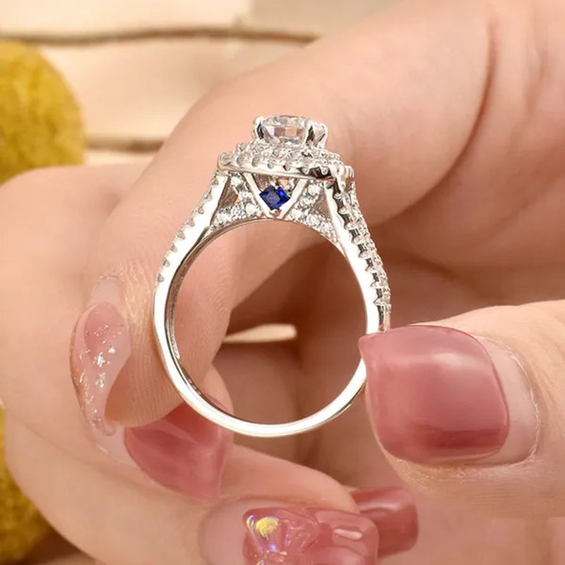 Newshe Vintage Wedding Ring Sets AAAAA Cubic Zirconia Double Halo Engagement Rings for Women Solid 925 Sterling Silver Sz 4.5-13