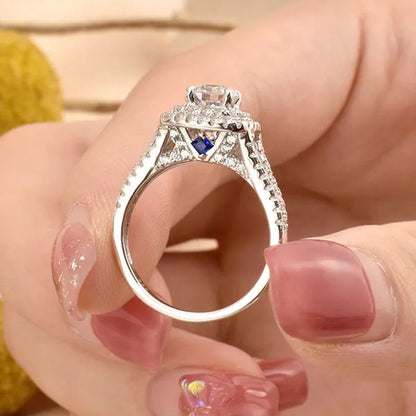 Newshe Vintage Wedding Ring Sets AAAAA Cubic Zirconia Double Halo Engagement Rings for Women Solid 925 Sterling Silver Sz 4.5-13