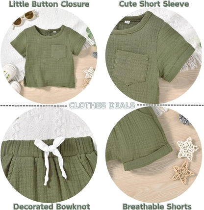 Gender Neutral Baby Linen Summer Outfit