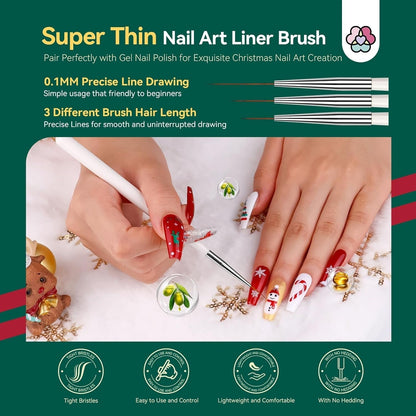 Christmas Gel Nail Polish Kit - 6 Colors Gel Nail Polish Kit with U V Light Christmas Limited Series 2.12Oz. Clear Builder Nail Gel UPF 200+ U V Protection Gloves Nail Tech Gifts