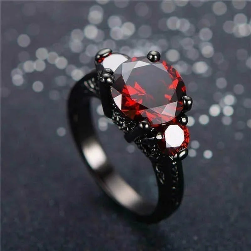 Fashion Jewelry Red Ruby Garnet CZ Wedding Ring for Women Size 5/6/7/8/9/10 - WORLD TIME VISITS