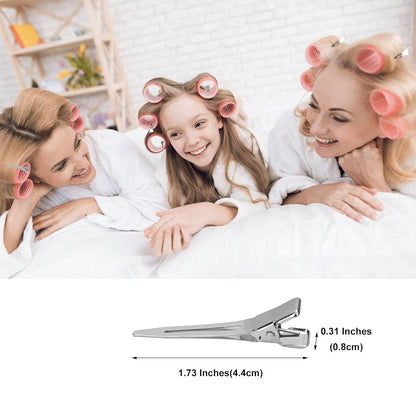 90Pcs Metal Duck Billed Hair Clips for Women Styling Sectioning, Silver Hair Pins for Long Hair, Alligator Curl Loc Clips for Thick Hair Roller, Salon, Bows DIY
