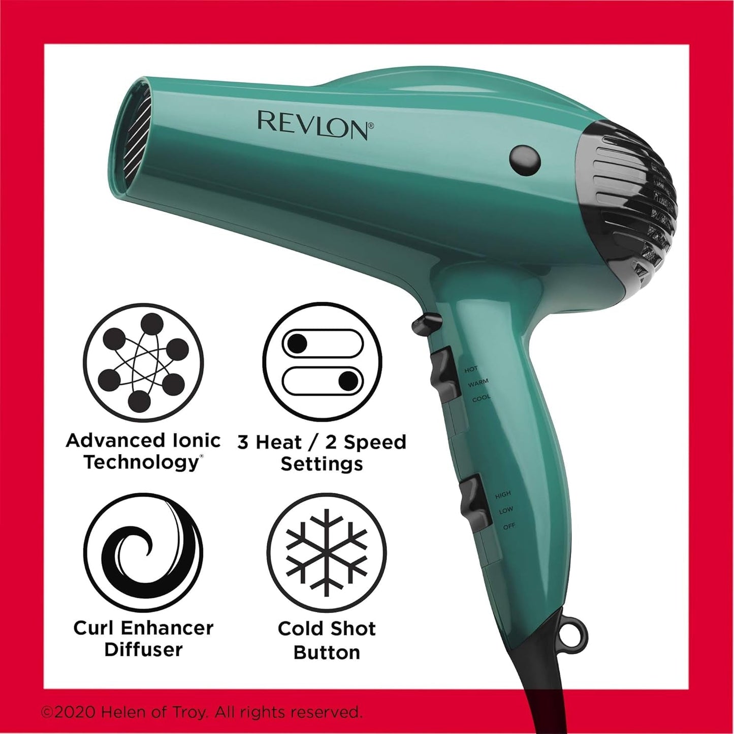 Volume Booster Hair Dryer with Diffuser | Voluminous Lift and Body | 1875W Blow Dryer with Ionic Technology for Salon Styled Finish with Less Frizz (Green)
