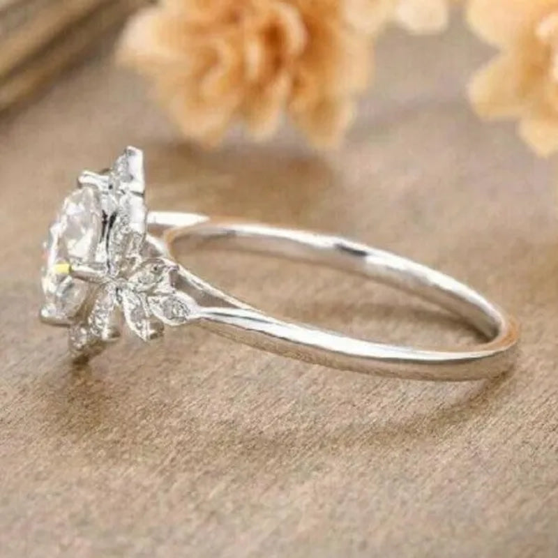 Flower Rings for Women Jewelry Cubic Zircon Ring Girl Daily Casual Fashion Accessories