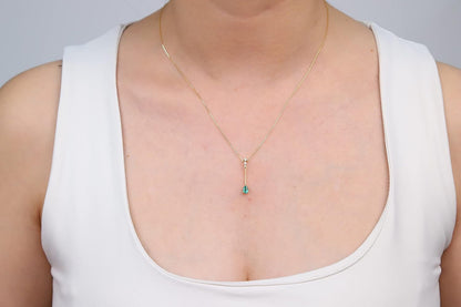 10K Yellow Gold Real Diamond Pendant (I1) with Genuine Peridot & Natural Emerald Daily Work Wear Jewelry for Women Gifts for Her