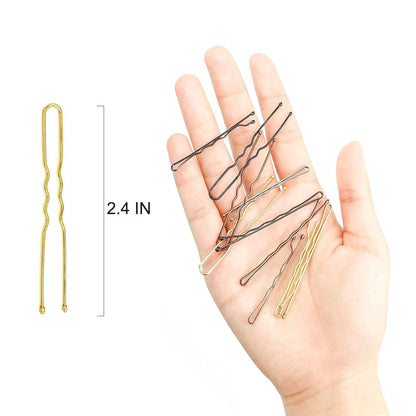 U Shaped Bobby Pins, Metal Curved Curly Waved Bun Clips Hairpin for Women Girls Grips Hairstyle Updo Thin Thick Hair, 100 Count 2.4 in (Blonde)