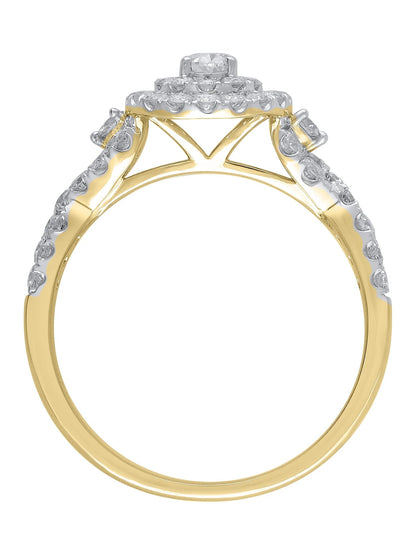 1 Carat T.W. (I2 Clarity, H-I Color)  Oval Cut Diamond Engagement Ring in 10Kt Yellow Gold, Size 7