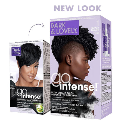 Dark and Lovely Ultra Vibrant Permanent Hair Color Go Intense Hair Dye for Dark Hair with Olive Oil for Shine and Softness, Super Black - WORLD TIME VISITS