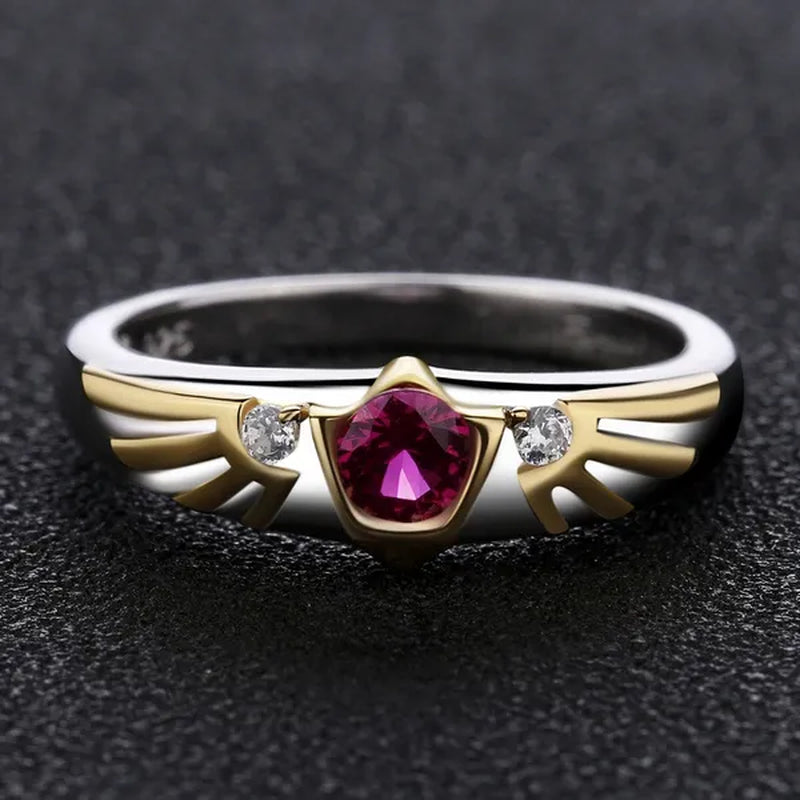 Goron's Ruby Ring Spiritual Stone Link Cosplay 925 Sterling Silver Engagement Ring