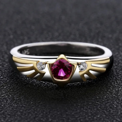 Goron's Ruby Ring Spiritual Stone Link Cosplay 925 Sterling Silver Engagement Ring
