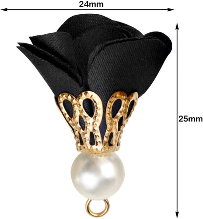 84 Pieces 12 Colors Fabric Flower Pendants Floral Cloth Tassel Jewelry Charms with Metal Caps for Earring Jewelry Making Key Chain DIY