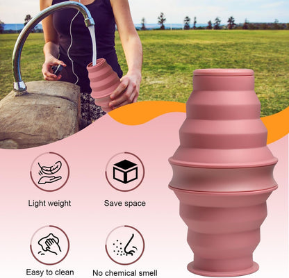 Collapsible Water Bottles BPA Free Leak Proof Foldable Silicone Bottle with Anti-Collapse Ring for Travel Camping Hiking Running Sport