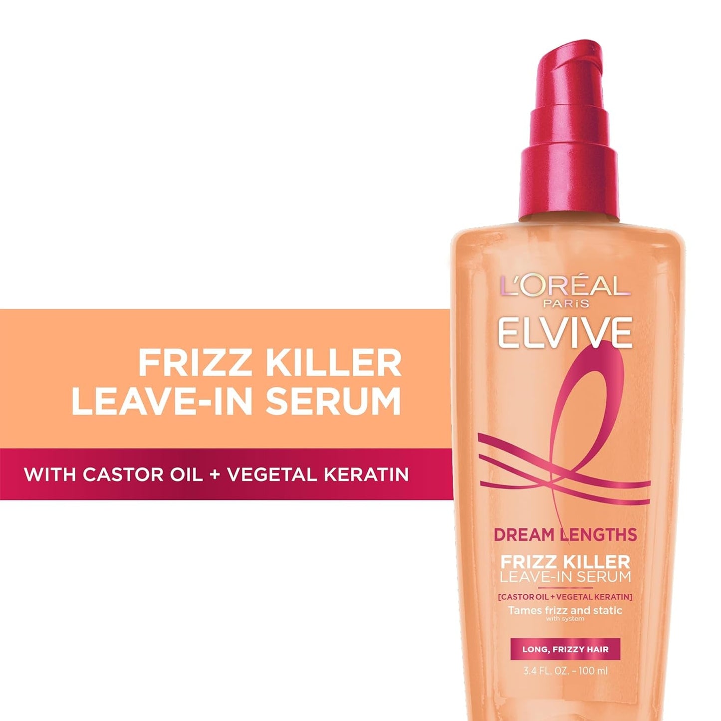 Elvive Dream Lengths Frizz Killer Leave-In Serum, 3.4 Ounce