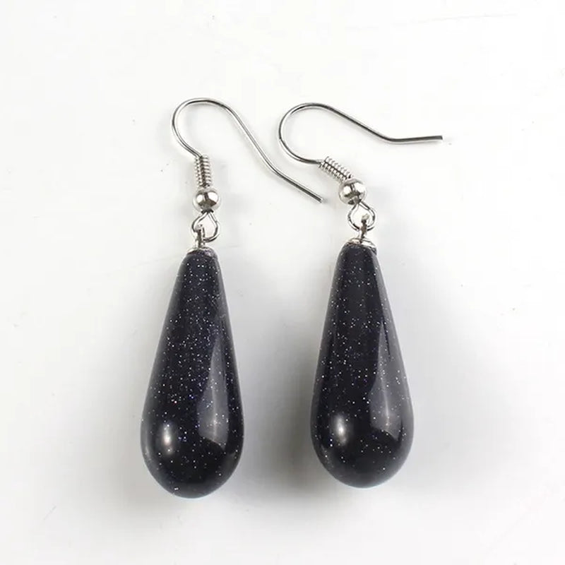 10pairs Teardrop Shaped Stone Ear Hook Dangle Earring Natural Amethysts Rose Quartzs Water Drop Earrings Anniversary Jewelry Gift