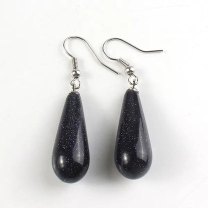 10pairs Teardrop Shaped Stone Ear Hook Dangle Earring Natural Amethysts Rose Quartzs Water Drop Earrings Anniversary Jewelry Gift