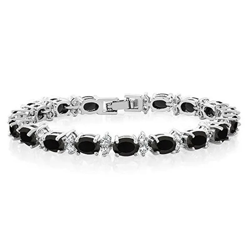 Gem Stone King 925 Sterling Silver Gorgeous Oval and Round Sparkling Cubic Zirconia CZ Tennis Bracelet Jewelry Gift