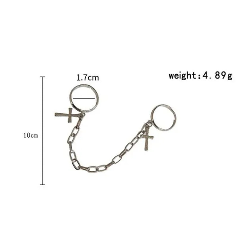New Fashion Silver Color Hip-Hop Cross Ring Hand Finger Chain Adjustable Rings for Women Men Punk Jewelry Gifts