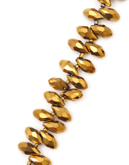 2 Strands Czech 12Mm Faceted Teardrop Briolette Crystal Glass Loose Beads Pendant Drop Spacer Bulk Gold Aurum (186-190Pcs) for DIY Jewelry Making CCT2-33