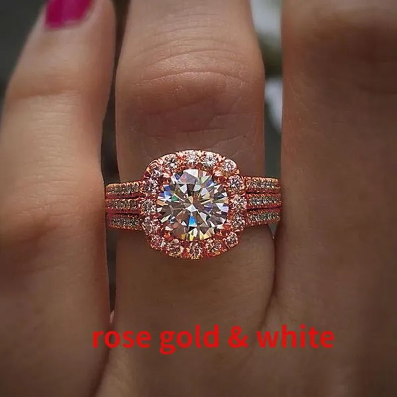 Women Wedding Diamond Ring 18K Gold Micro Pave Diamond Rings for Engagement Ring Jewelry
