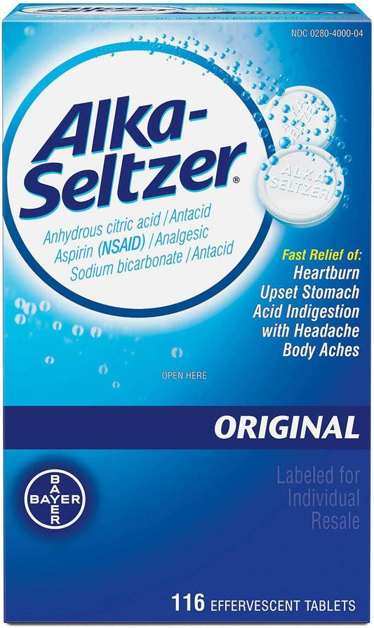 Alkaseltzer Original Effervescent Antacid Tablets 116Ct (2 Pack) - WORLD TIME VISITS