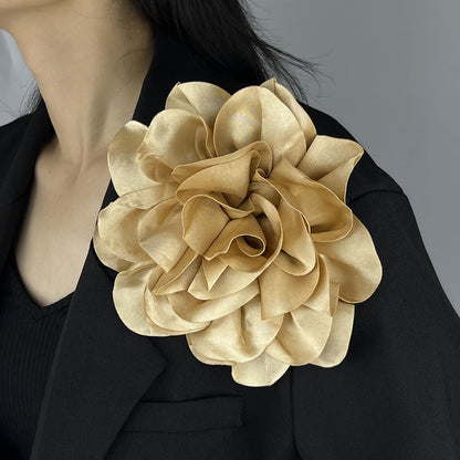 Dainty Satin Fabric Rose Flower Brooches Elegant Camellia Flower Large Brooch Lapel Pins Wedding Party Dance Banquet for Women Dress Suit Ceremony Clothes Accessories Jewelry