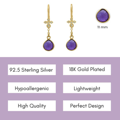 Amethyst Necklace for Women - Authentic 925 Sterling Silver Necklace 18K Gold Jewelry, Dainty Heart Necklace Earring Set for Teen Girls, February Birthstone Gift for Mothers Day