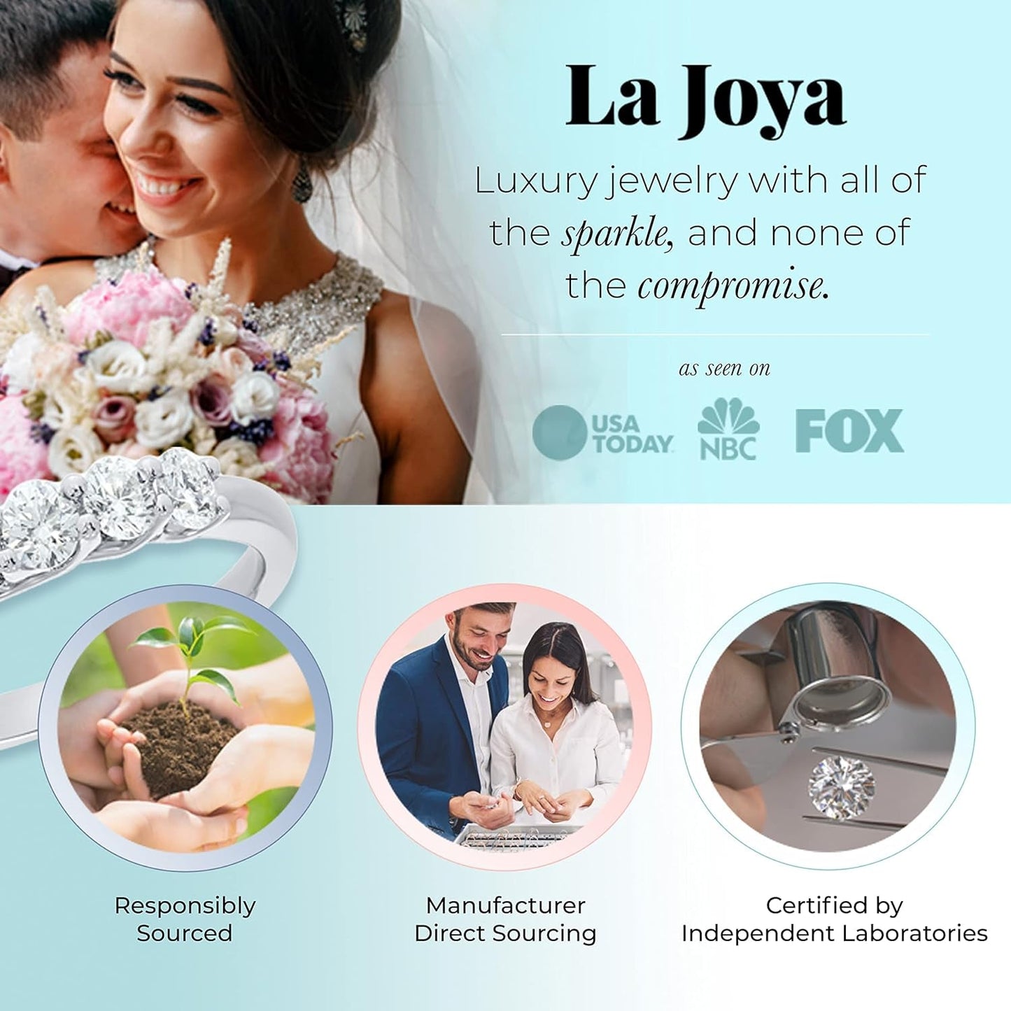 Lab Grown Five Stone Diamond Rings for Women | 10K Solid Yellow and White Gold Certified 1/4-1 CT. TW. Diamond Anniversary Bands and Diamond Wedding Rings for Women