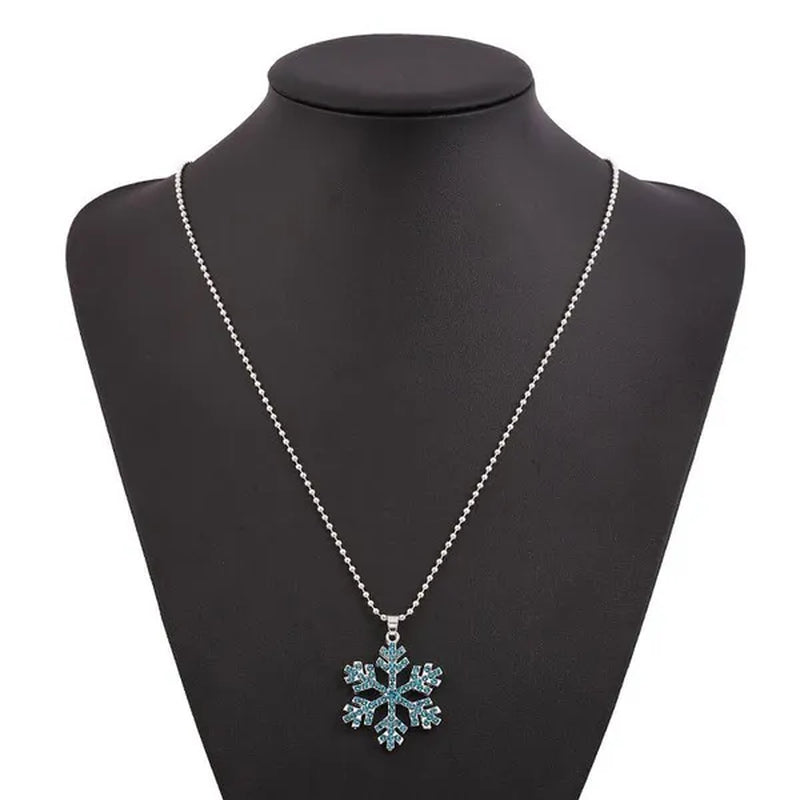 New Fashion Christmas Gift Decoration Explosion Crystal Pendant Full Diamond Pendant Necklace Snowflake Sweater Chain