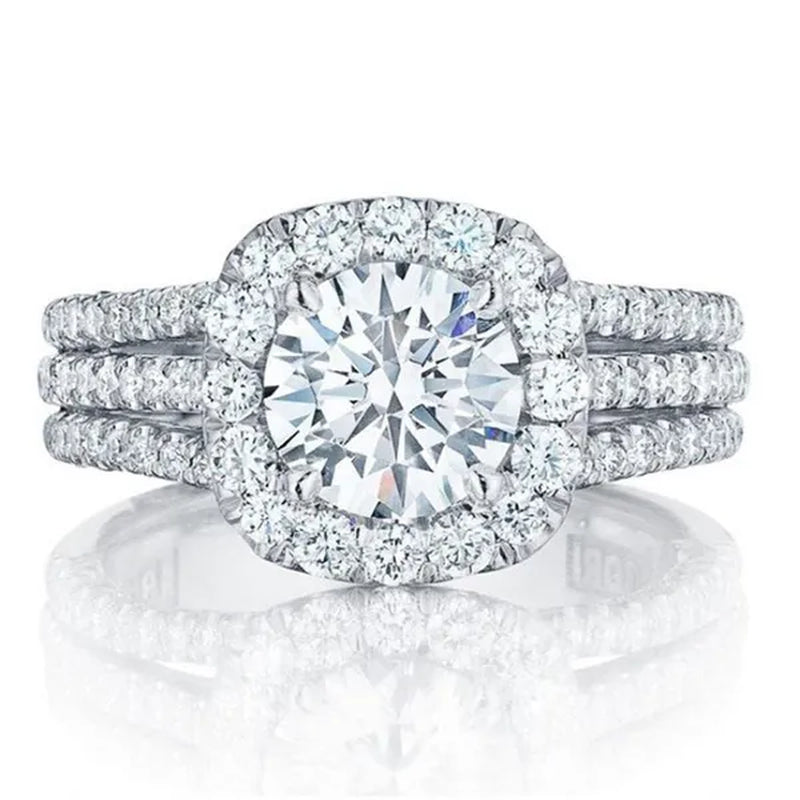 Women Wedding Diamond Ring 18K Gold Micro Pave Diamond Rings for Engagement Ring Jewelry