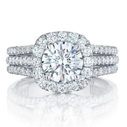 Women Wedding Diamond Ring 18K Gold Micro Pave Diamond Rings for Engagement Ring Jewelry