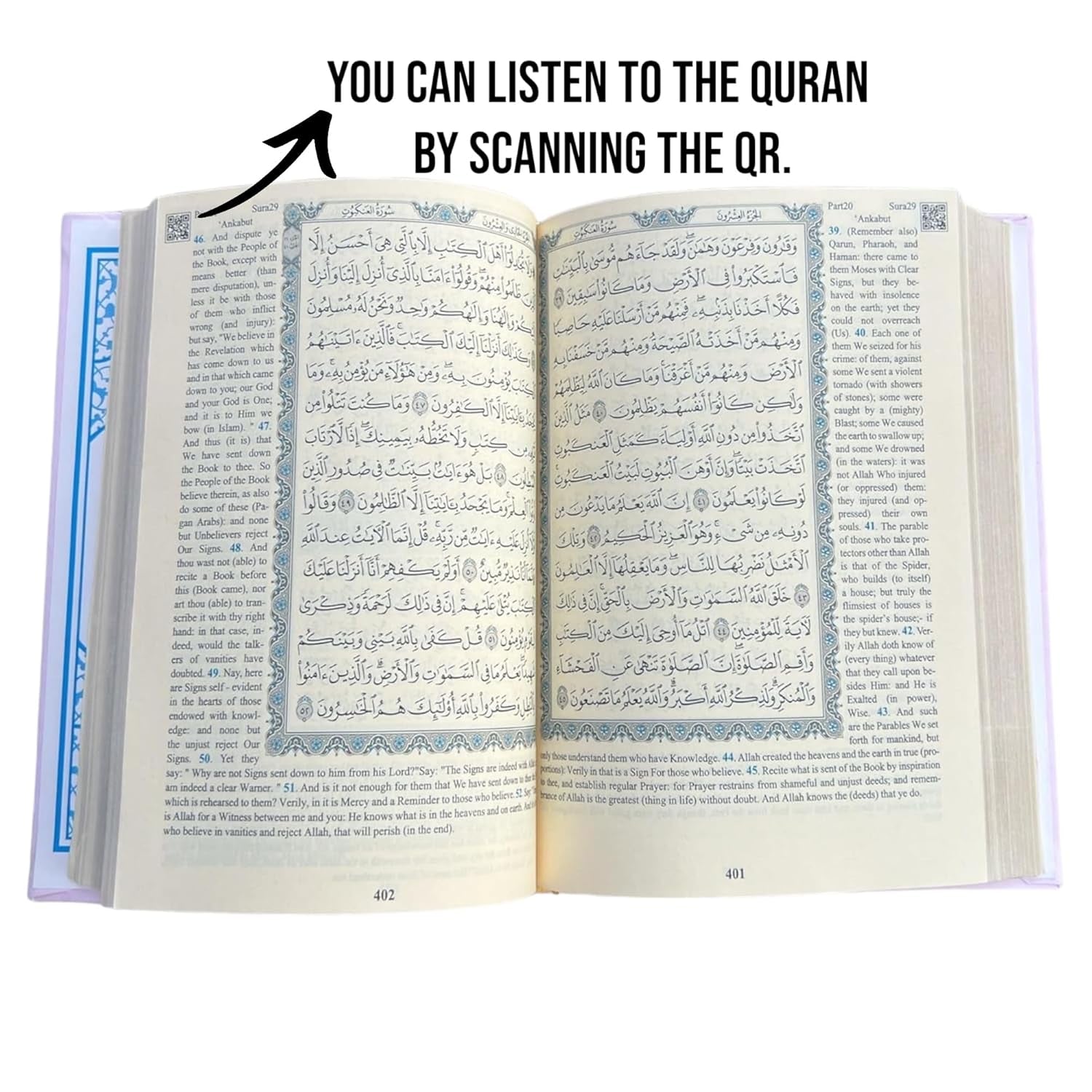 The Holy Quran: English Translation of the Noble Qur'An | English Translate Thermo Leather Covered Quran | Quran Size: 6.7*9.4 Inch / 17*24 Cm | (White, Quran) - WORLD TIME VISITS