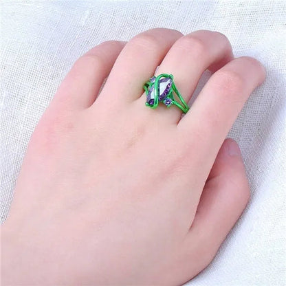 10kt Green Gold Filled Purple Diamond Ring for Women Christmas Party Gift