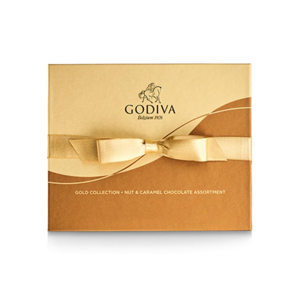 Chocolate Gift Box for Birthday, Graduation, Thank You, Father'S Day Gift Basket Gold Ribbon Gourmet Nuts Dark and Milk Chocolate Candy Assortment with Praline and Caramel, 18Pc