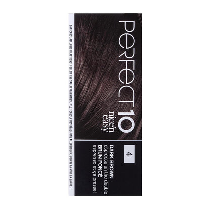 Nice'N Easy Perfect 10 Permanent Hair Color, 4 Dark Brown, Pack of 2