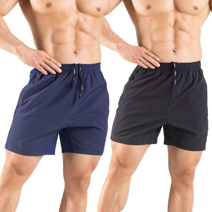 Men'S 5" Running Shorts 2 Pack Quick Dry Athletic Workout Gym Shorts with Zipper Pockets - WORLD TIME VISITS