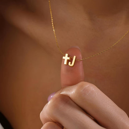 Heart/Butterfly/Cross Initial Heart Necklace,Gold Tone Stainless Steel Letter Necklace Personalized Monogram Name Jewelry Birthday Gifts for Women