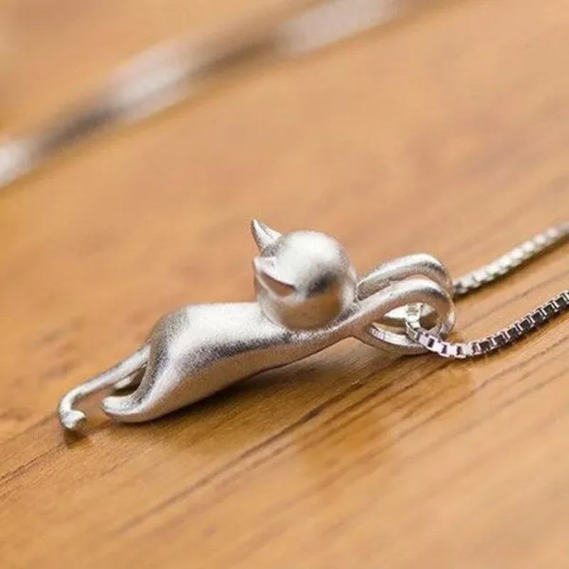 Genuine Cute Cat Pendant Necklace for Women Daily Casual Party Jewelry Gift