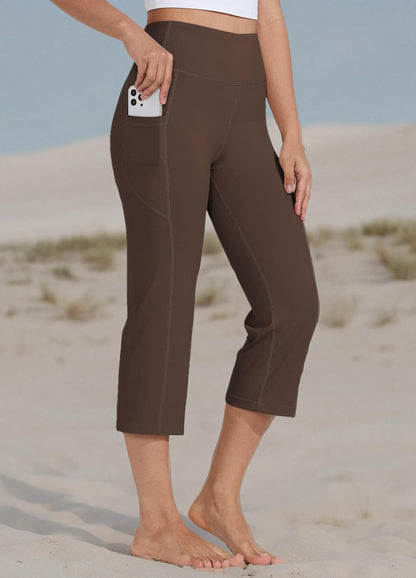 Women'S Yoga Capris Pants High Waist Leggings Crop Athletic Exercise Workout Capris Straight Leg 21"