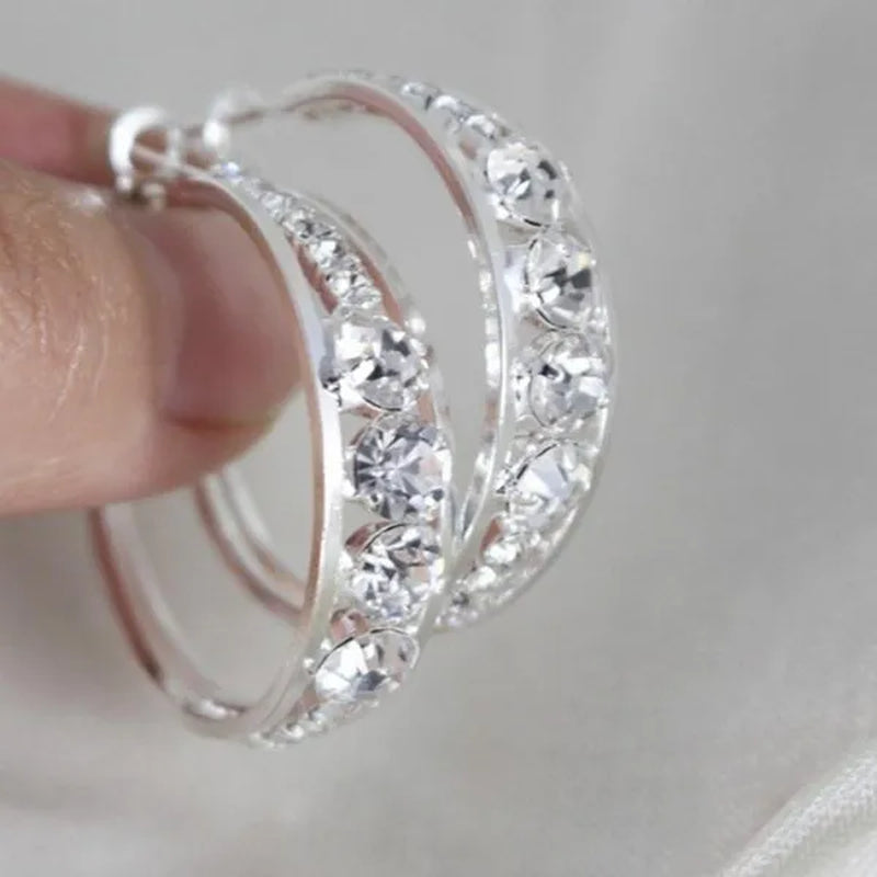 Women's Fashion Exquisite Rhinestone Oval Drop Earrings for Women Natural Diamond Wedding Engagement Party Banquet Hoop Earring Birthday Anniversary Gift