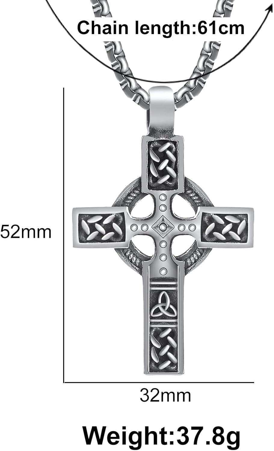 316L Stainless Steel Necklace Jesus Crucifix Cross Necklace for Men Celtic Orthodox Cross Necklace Virgin Mary Pendant Necklace Viking Rune Chain Necklace Religious Christian Jewelry Gifts for Men - WORLD TIME VISITS