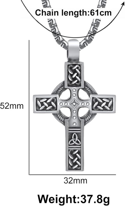 316L Stainless Steel Necklace Jesus Crucifix Cross Necklace for Men Celtic Orthodox Cross Necklace Virgin Mary Pendant Necklace Viking Rune Chain Necklace Religious Christian Jewelry Gifts for Men - WORLD TIME VISITS