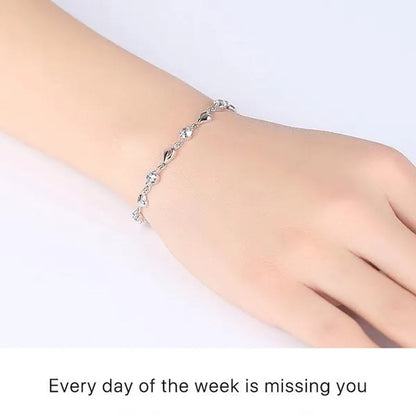 Crystal Bracelets 925 Sterling Silver Fashion Love Heart Zircon Bracelets for Women