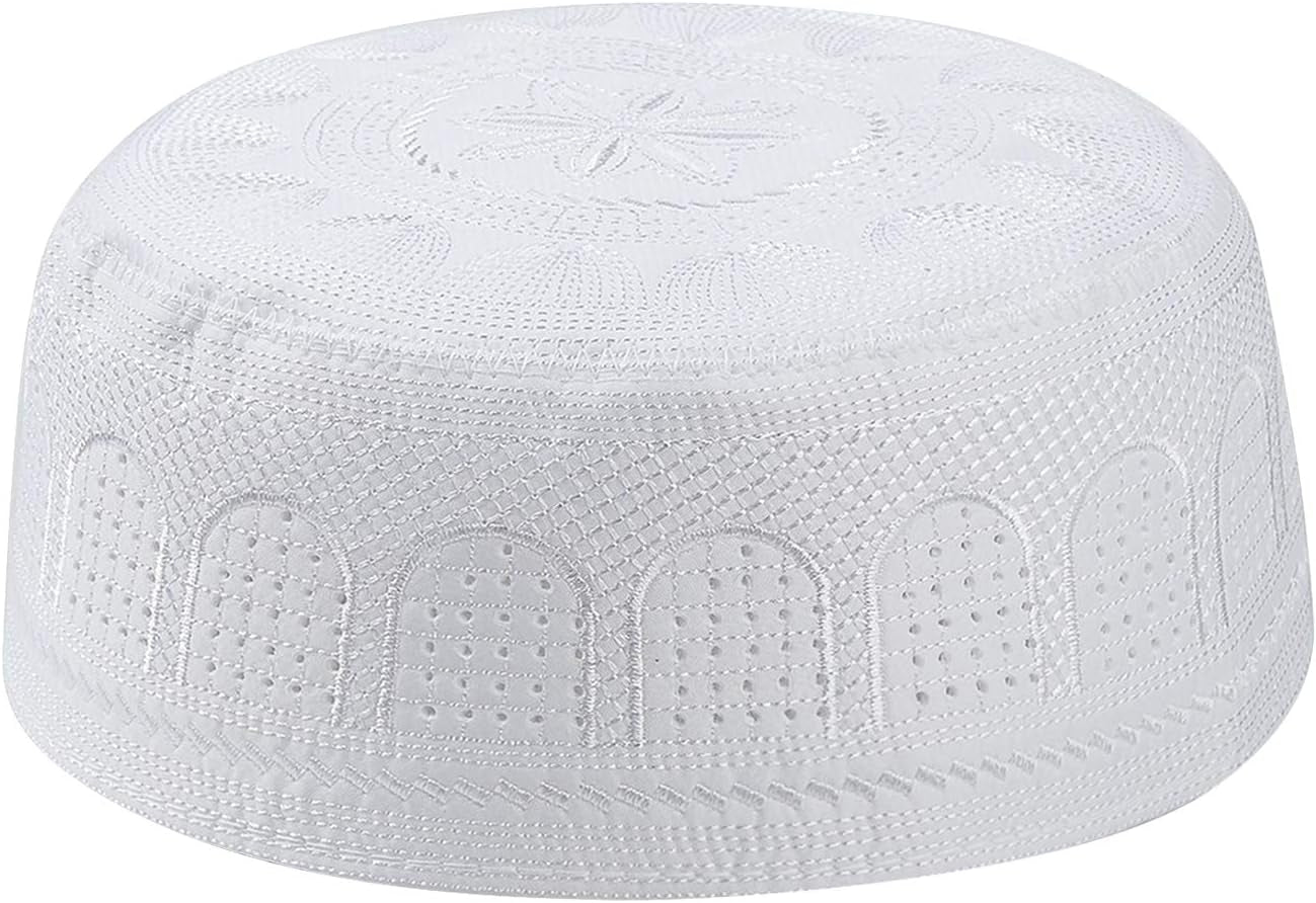 Men Muslim Prayer Kufi Hat Prayer Headwear Cap Islamic Beanie Skull Cap Embroidery Kofia Topi Sun Hat - WORLD TIME VISITS