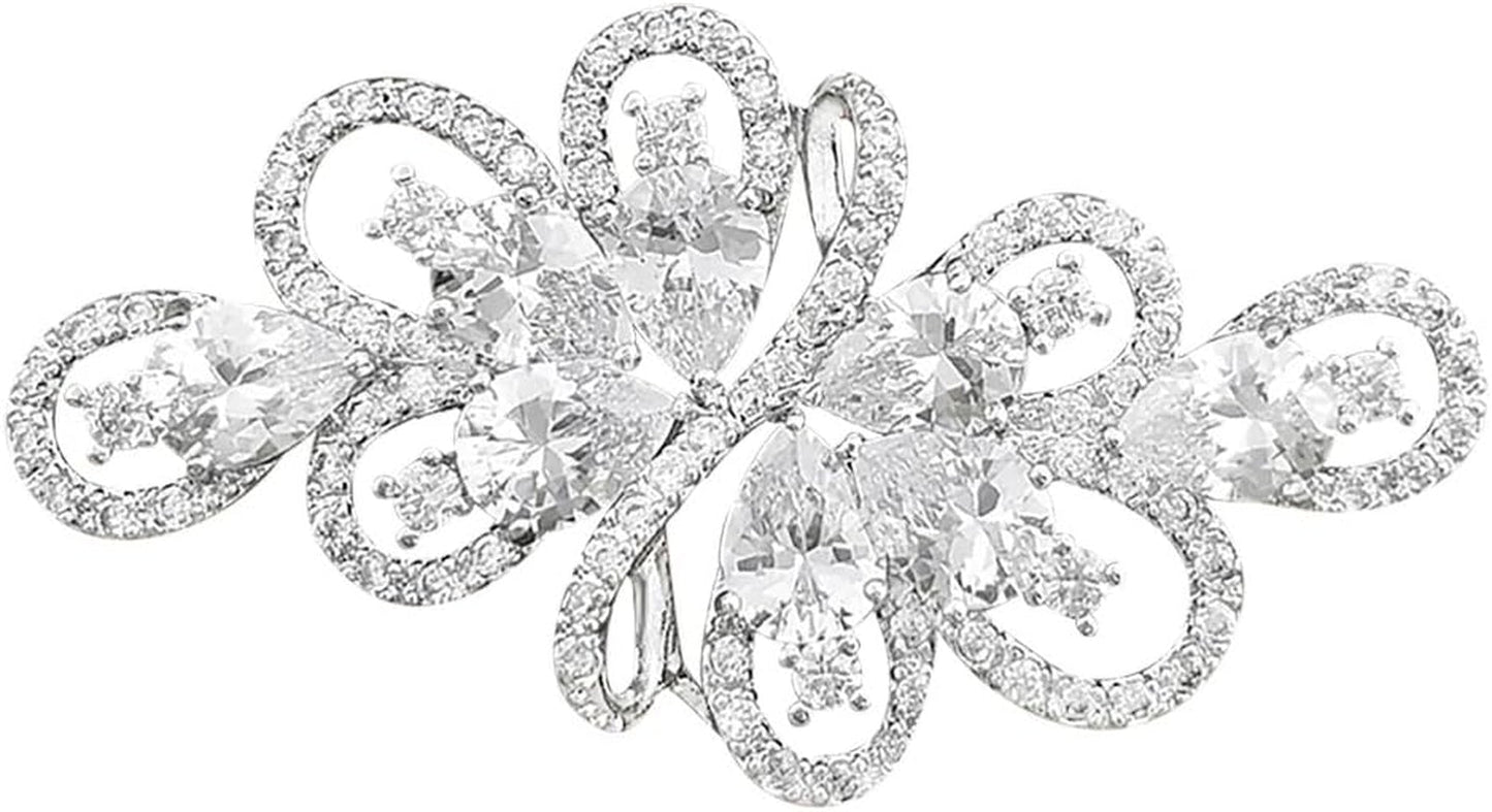Cubic Zirconia Crystal Rhinestone Wedding Brooch Pin for Women Brides Jewelry