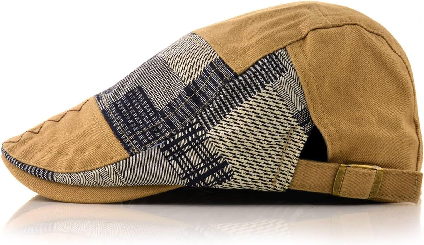 Men'S Beret Hat Cotton Buckle Adjustable Newsboy Hats Cabbie Gatsby Cap