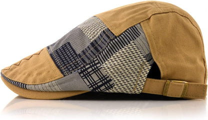 Men'S Beret Hat Cotton Buckle Adjustable Newsboy Hats Cabbie Gatsby Cap