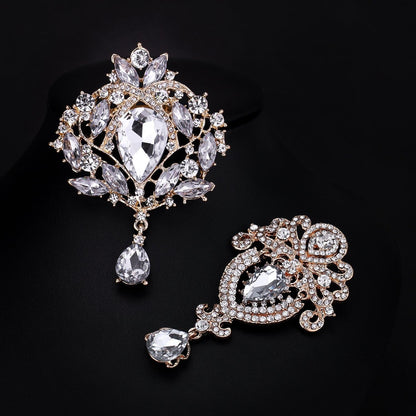 Silver/Gold/Rose Gold Plated Assorted Crystal Rhinestones Brooch Pins Set for DIY Wedding Bouquets Kit