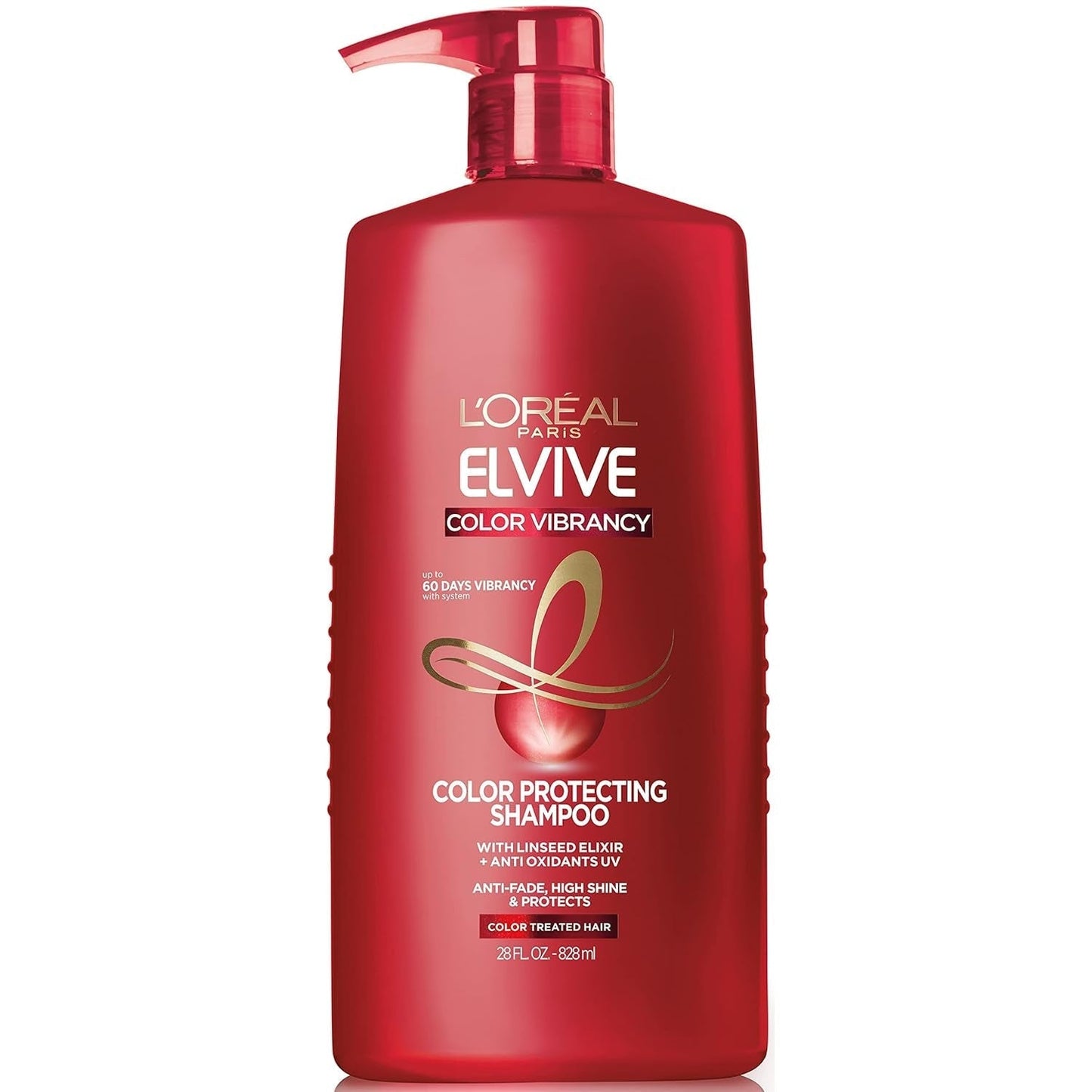 Elvive Color Vibrancy Protecting Shampoo, for Color Treated Hair, Shampoo with Linseed Elixir and Anti-Oxidants, for Anti-Fade, High Shine, and Color Protection, 28 Fl Oz