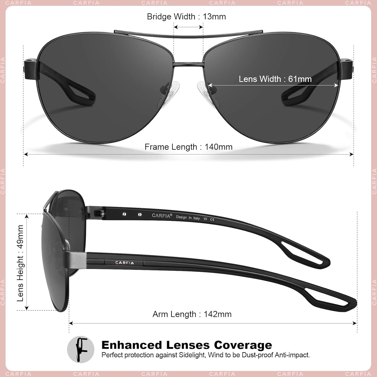 Polarized Sunglasses for Women UV Protection Ultra-Lightweight Comfort Metal Frame Driving Glasses CA3210 - WORLD TIME VISITS