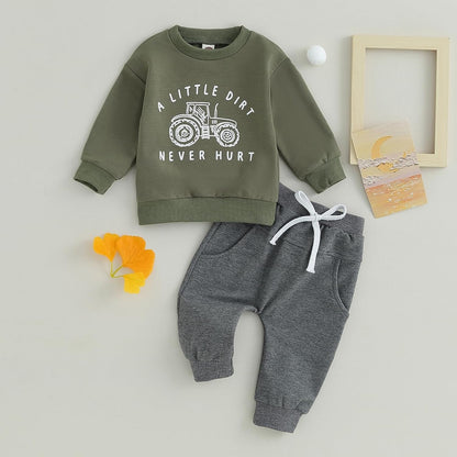 Toddler Baby Boy Clothes Funny Letter Long Sleeve Sweatshirt Pullover Top Jogger Pants Fall Winter Outfits